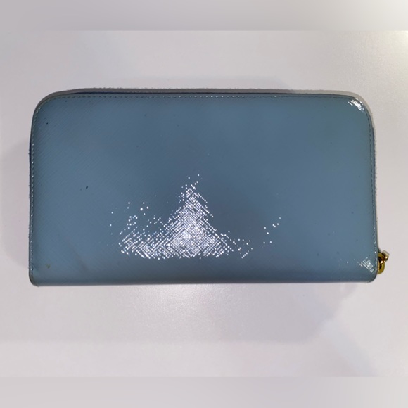 Prada Blue (Astrale) Saffiano Bow Leather Zip Wallet - Picture 5 of 15